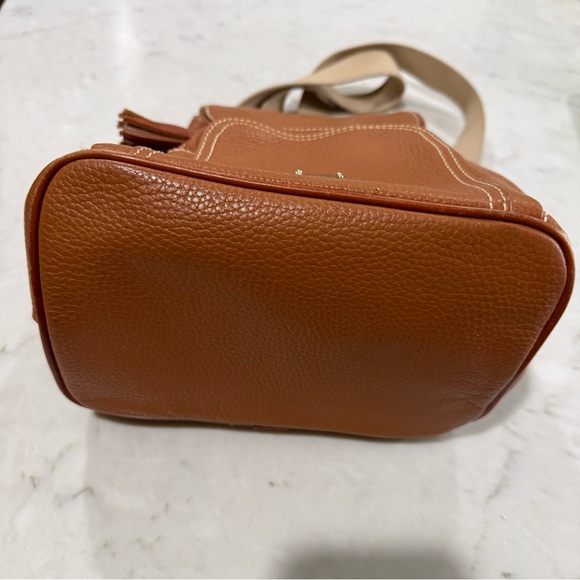 Dooney & Bourke Brown Leather Backpack with Tassels - Picture 4 of 5